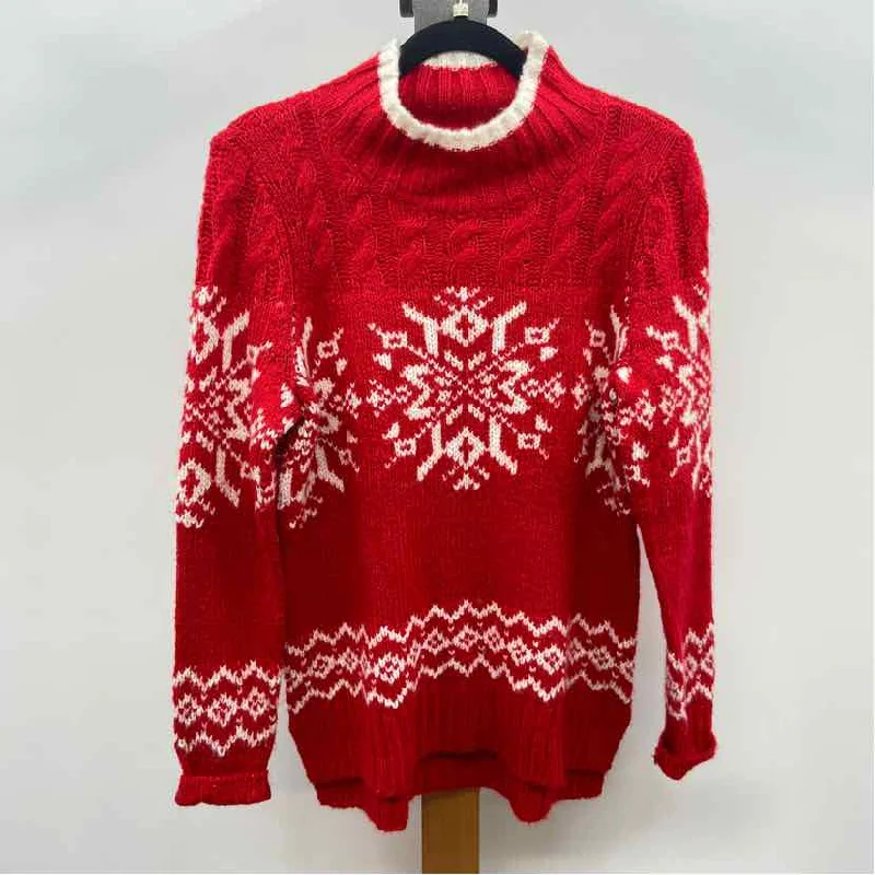 Glitter Knit TopsTalbots Women's Size SP Red Snow Sweater