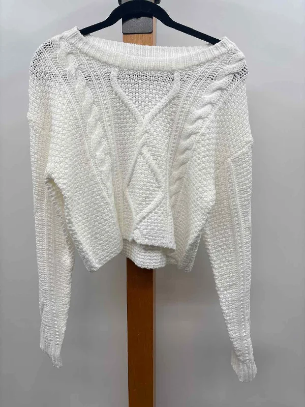 Fitted Knit TopsUnbranded Women's Size L White Cable Knit Sweater