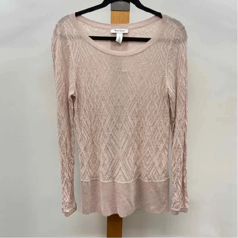 Zippered Knit TopsWhite House Black Market Women's Size M Blush Shimmer Sweater