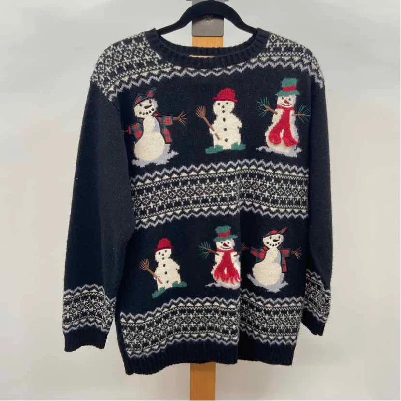 Turtleneck Knit TopsWoolrich Women's Size M Black Snowmen Sweater