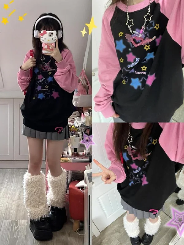 Fishing Knit TopsStarry Pastel Goth Sweater