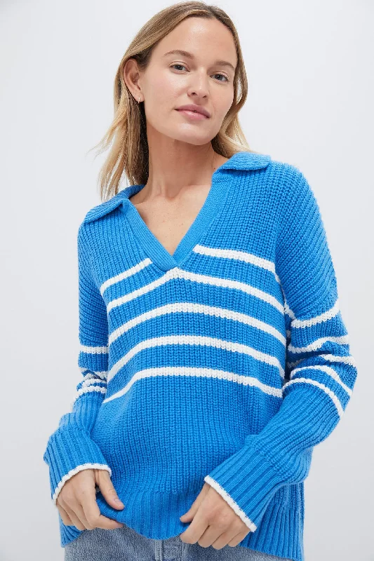 Off-Shoulder Knit TopsCreme Blue Kimberly Sweater