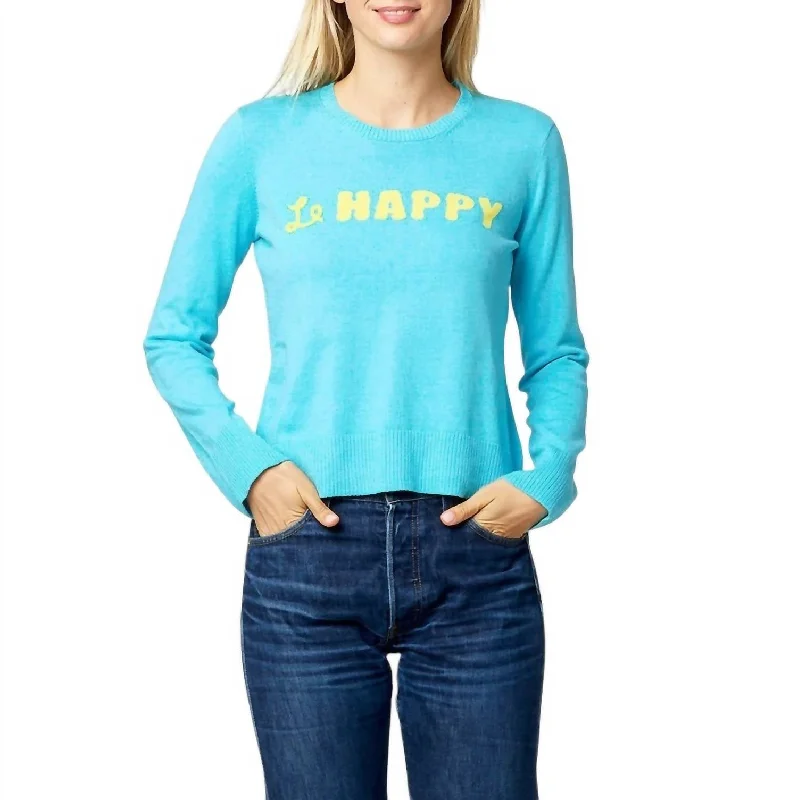 Zippered Knit TopsLiz Le Happy Sweater In Saltwater