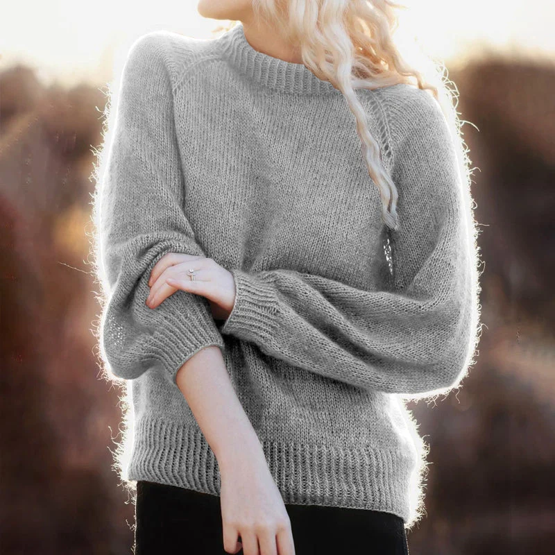 Oversized Knit TopsMohair Solid Color Sweater