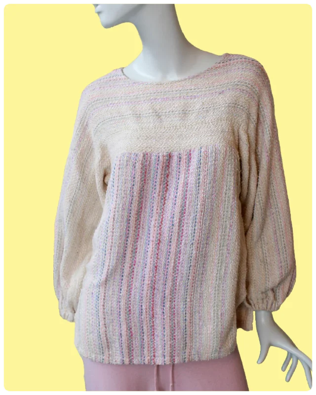 Colorblock Knit TopsPastel Hand Knit Sweater, Large