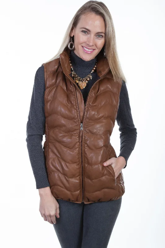 Longline Knit TopsScully Womens Cognac Soft Lamb Puffer Vest XXL