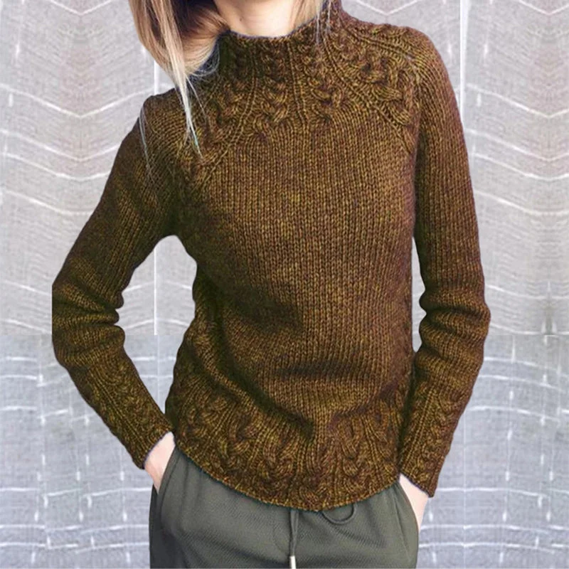 Wool Knit TopsSolid Color Textured Sweater