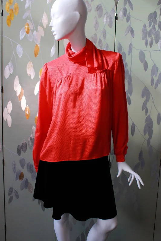 Branded Knit TopsVintage 1980s Valentino Red Silk Blouse, Large